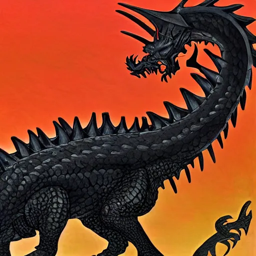 Prompt: giant black dragon