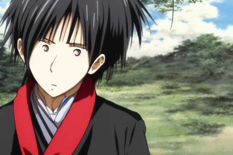 Prompt: hijikata toushirou, child, anime, short black hair