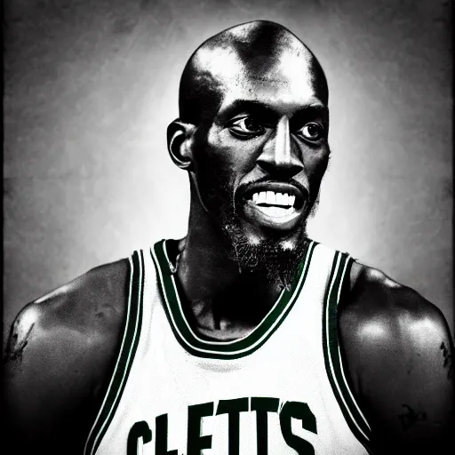 Image similar to Portrait of Boston Celtics Kevin Garnett, Kevin Garnett as Che Guevara, Kevin Garnett as Guerilla Heroica, Black and White, photograph by Alberto Korda, inspiring, dignifying, digital art, trending on artstation, octane render