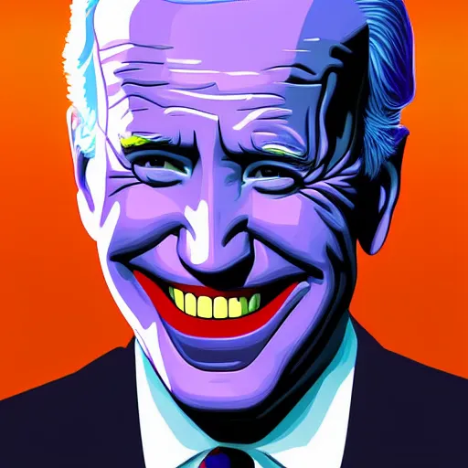 Image similar to Joe Biden as the Joker, digital painting, heavily detailed