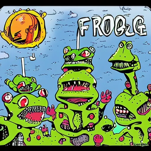 Prompt: Frog castle in a robot world.
