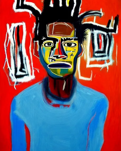 Image similar to stunning realistic painting portrait of jean - michel basquiat