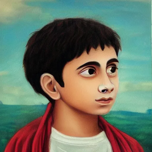 Prompt: A very detailed classical painting of the boy who lived by Manjit Bawa