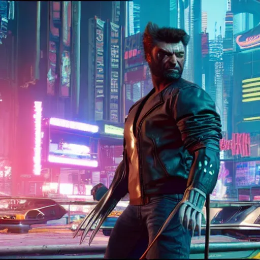 Image similar to wolverine in cyberpunk 2 0 7 7, in game screenshot