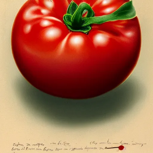 Image similar to a beautiful matte painting of a very beautiful tomato, by steve argyle and mark arian