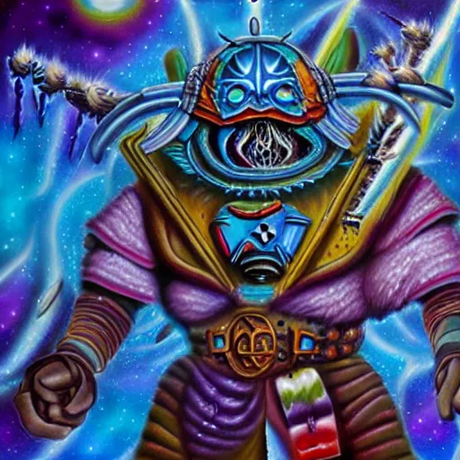 Prompt: warhamer 4 0 k the true meaning of the warp, epic shamanic dmt art, airbrush art