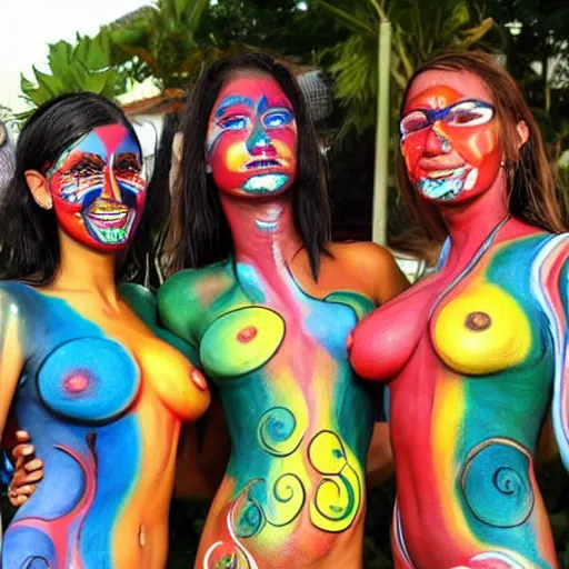 Prompt: winners of the 2 0 2 2 brazilian body paint contest,