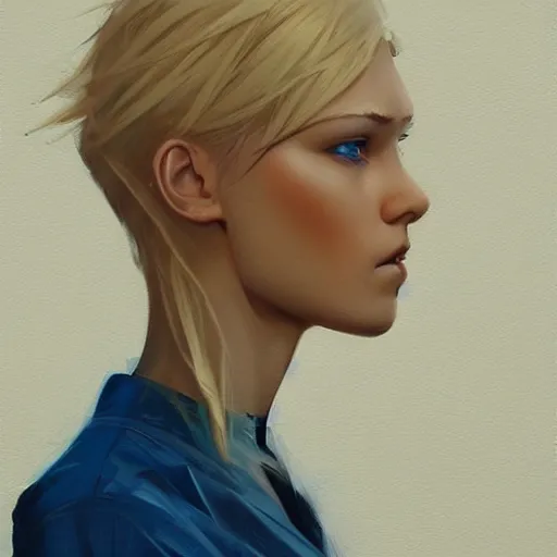 Image similar to Beautiful girl with a blond hair and blue eyes profile picture by Greg Rutkowski, asymmetrical, Organic Painting , Matte Painting, geometric shapes, hard edges, street art, trending on the artstation, realistic:2 by Sachin Teng:4, blur: -4