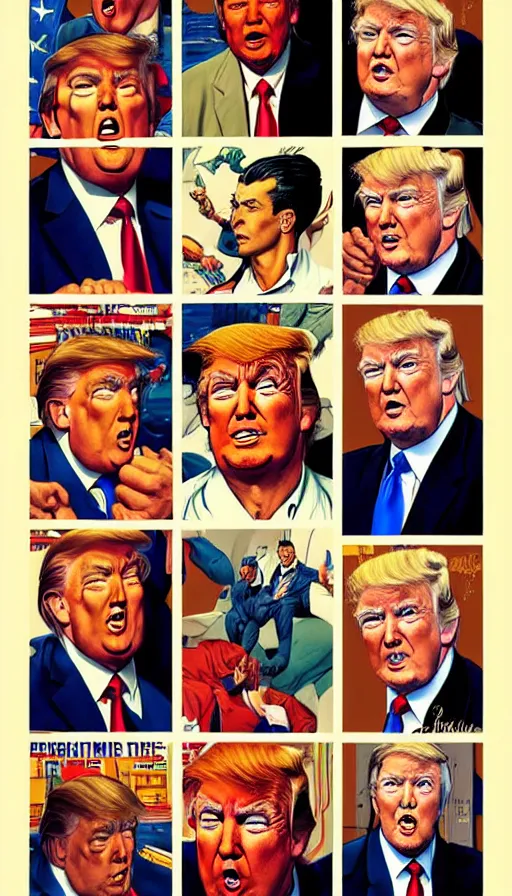 Image similar to donald trump in prison. portrait by clyde caldwell and jean giraud and anton otto fischer and john philip falter and will eisner and gil elvgren