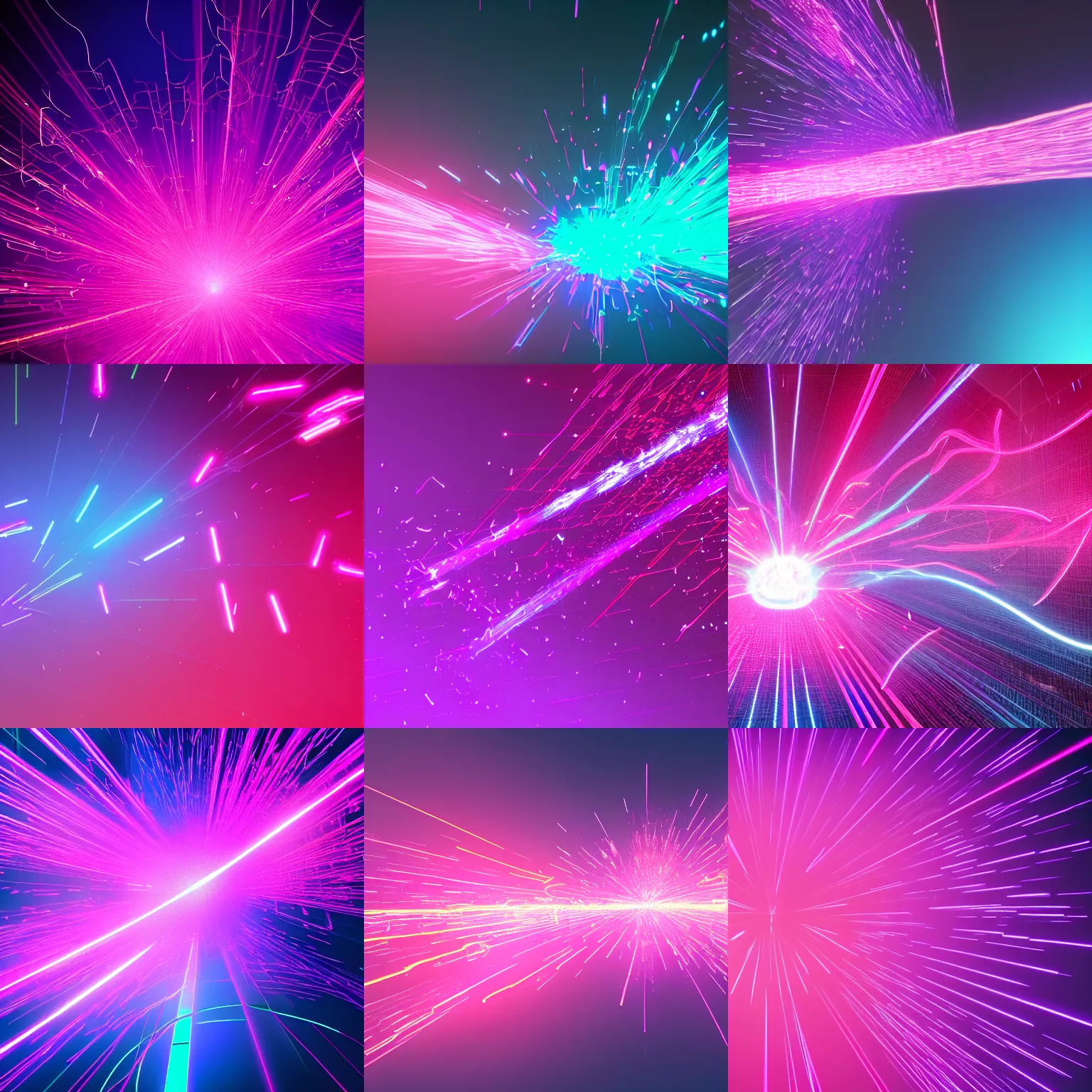 Prompt: neon pink sparks flying on a purple and blue gradient background, visual effects, octane render, unreal engine, x-particles, particle simulation, 8k footage