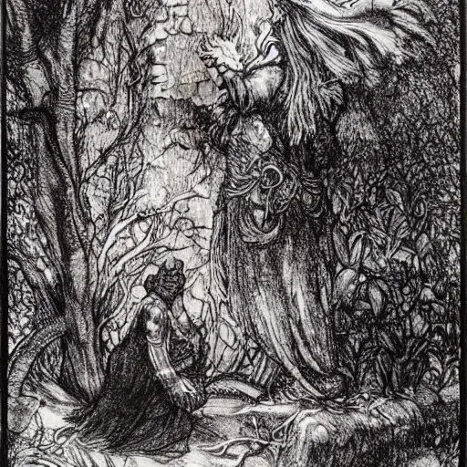 Prompt: once upon a midnight dreary, while i pondered, weak and weary, over many a quaint and curious volume of forgotten lore, by arthur rackham, highly detailed, 8 k,