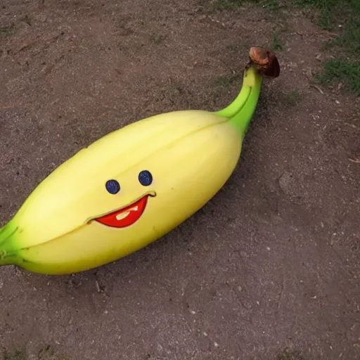 Prompt: friendly smiling banana in a boat