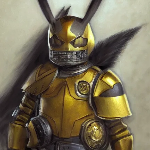 Image similar to pikachu as a realistic fantasy knight, closeup portrait art by donato giancola and greg rutkowski, realistic face, digital art, trending on artstation, symmetry!!, no helmet