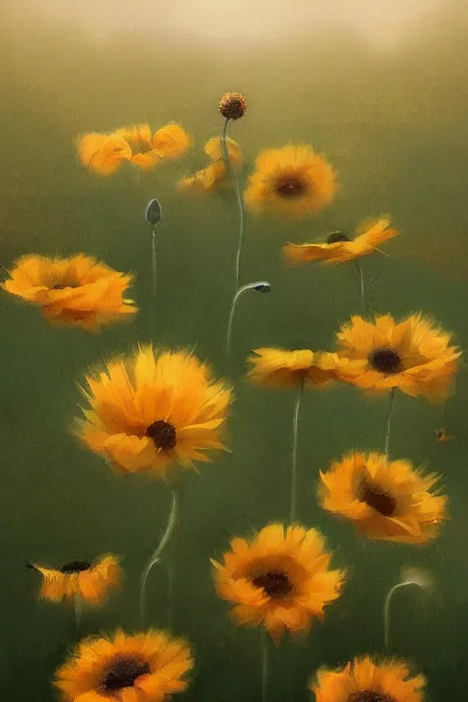 Prompt: beautiful digital matte pastel paint sunflowers poppies popart greg rutkowski artstation
