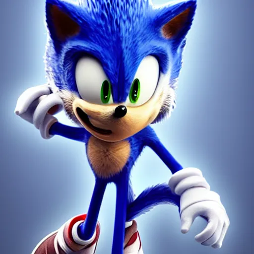 Image similar to hyperrealistic sonic the hedgehog, stunning 3 d render inspired by istvan sandorfi & greg rutkowski & mike judge, perfect symmetry, dim volumetric cinematic lighting, 8 k octane comprehensive render, extremely mega hyper - detailed and lifelike attributes & atmosphere, intricate, realistic flesh texture, masterpiece, artstation, stunning,