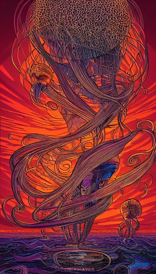 Prompt: The oracle of the jellyfish, italian futurism, Dan Mumford, da vinci, Josan Gonzalez