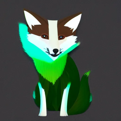 Prompt: digital green and white fox, retrowave palette, digital world, highly detailed, electric breeze, anatomically correct vulpine, synth feel, fluffy face, ear floof, flowing fur, super realism, accurate animal imagery, 4 k digital art