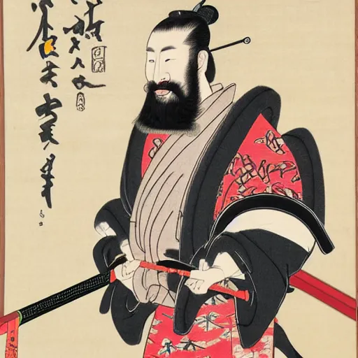 Prompt: Ukiyo-E portrait of Samurai Bin Laden