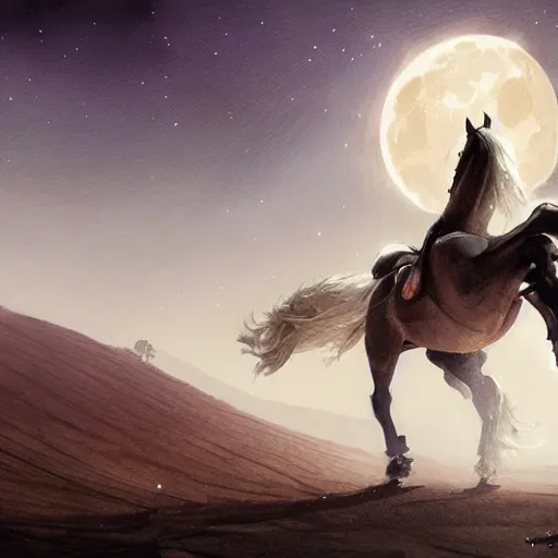 Image similar to horse on the moon by greg rutkowski