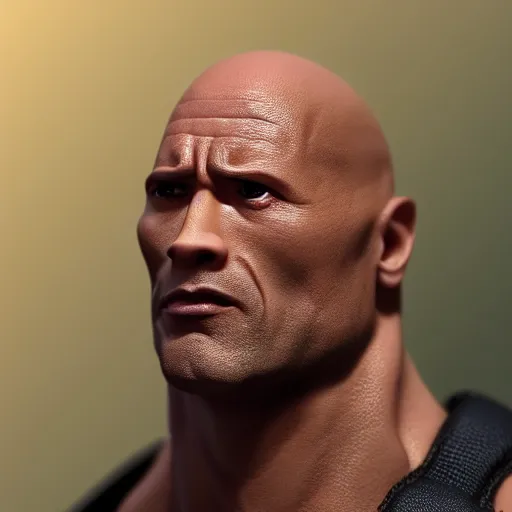 Image similar to Figurine of Dwayne the Rock Johnson, super detailed, photo realistic, cgsociety, by YCFCG