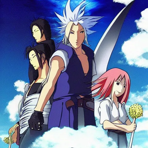 Image similar to cloud ff 7 anime, studio ghibli