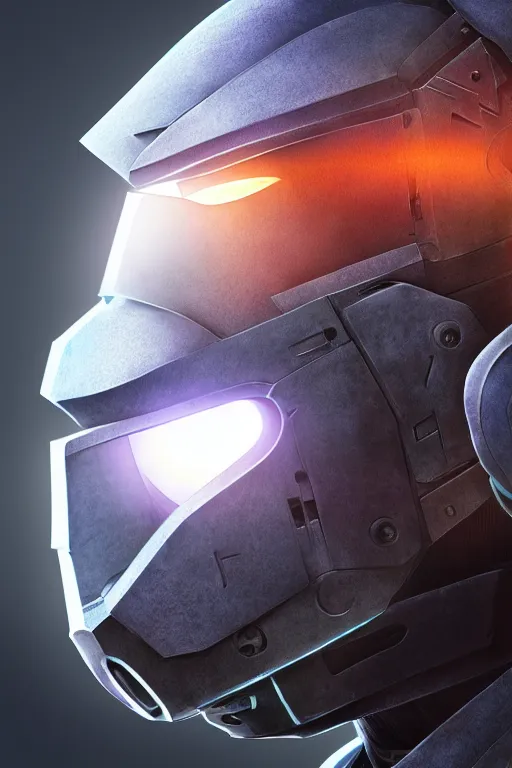 Image similar to robot ninja mask helmet halo master chief radiating a glowing aura global illumination ray tracing hdr fanart arstation by ian pesty and katarzyna da „ bek - chmiel