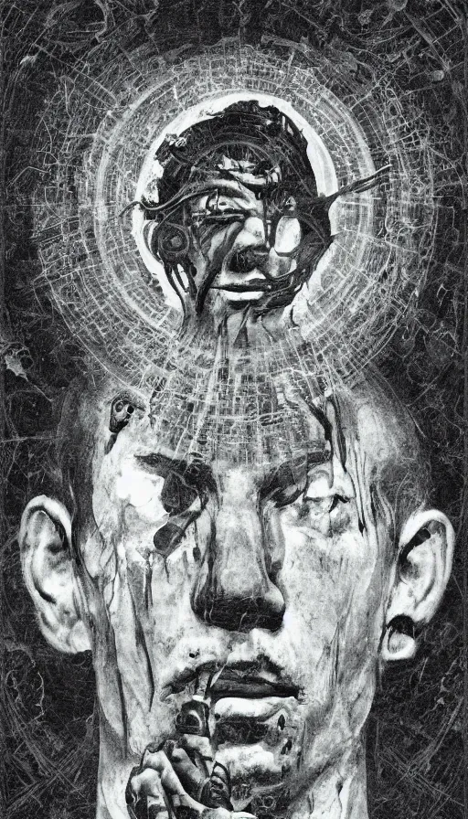 Image similar to portrait of a digital shaman, by h. p. lovecraft