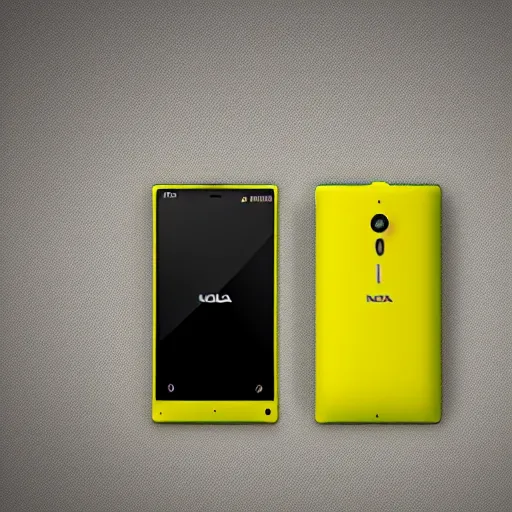 Image similar to a detailed render of a 2 0 2 2 yellow nokia lumia phone