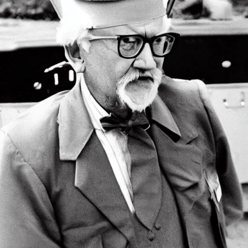 Image similar to A still of Colonel Sanders in Saving Private Ryan