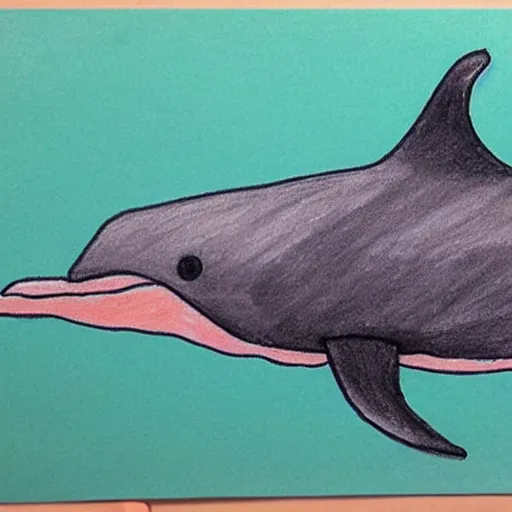 Image similar to child's crayon drawing of a dolphin