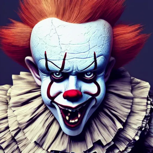 Prompt: Boris Johnson with Pennywise body, realistic artstyle, wide shot, dramatic lighting, octane render, hyperrealistic, high quality, highly detailed, HD, beautiful, cinematic, 8k, unreal engine, facial accuracy, symmetrical