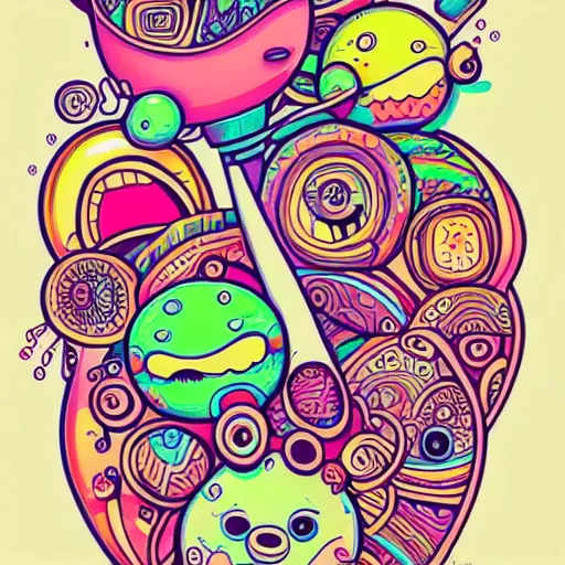 Prompt: colorful kerby rosanes style art, doodle, colorful doodles, artstation, dribbble, pinterest, very detailed, high resolution, white background