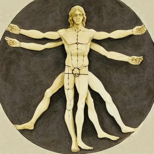 Image similar to Vitruvian Man as a marble sculpture