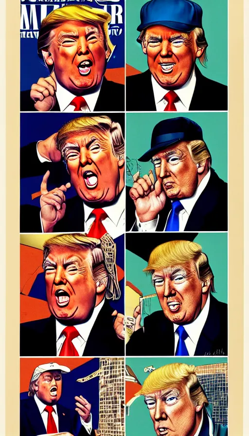 Image similar to donald trump in prison. portrait by clyde caldwell and jean giraud and anton otto fischer and john philip falter and will eisner and gil elvgren