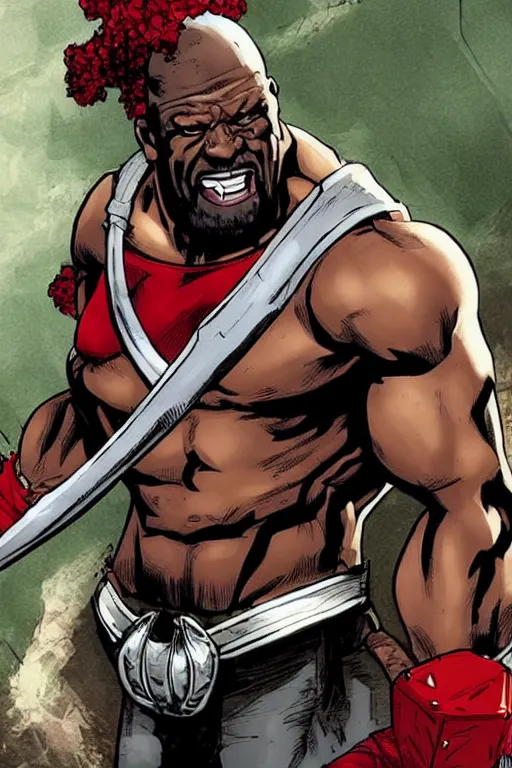 Image similar to Breathtaking comic book style of Terry crews portrayed as a Dungeons and Dragons berserker