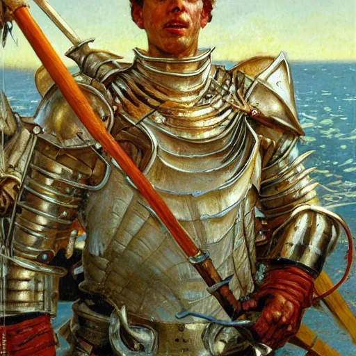 Image similar to shrimp fish as a fantasy knight, closeup portrait art by norman rockwell and donato giancola and greg rutkowski,