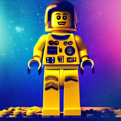 Image similar to toy astronaut profile page in the lego mozaik style by lego, realistic, colorful, positive vibes, cinematic, hd