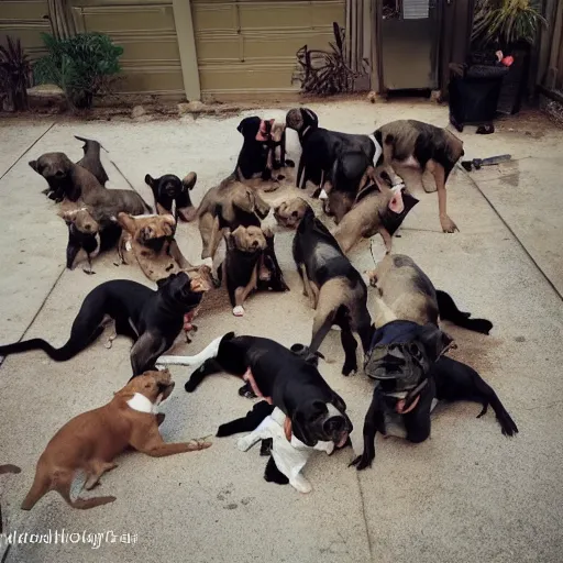 Prompt: explosion of pitbulls