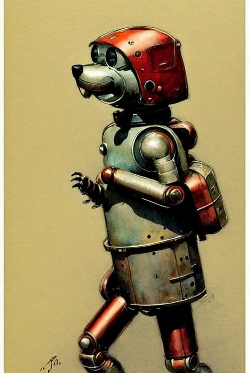 Image similar to adventurer ( ( ( ( ( 1 9 5 0 s retro future android robot dog. muted colors. ) ) ) ) ) by jean baptiste monge!!!!!!!!!!!!!!!!!!!!!!!!! chrome red