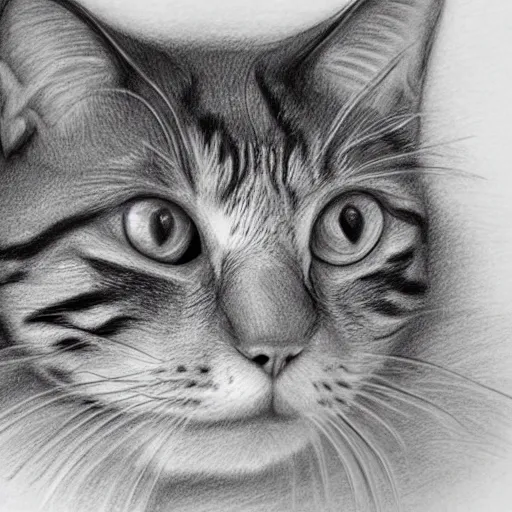 Prompt: sad cat highly pencil sketch detailed, smooth, sharp focus