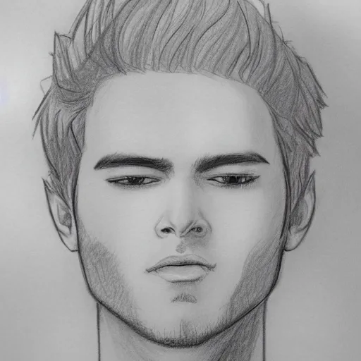 i made gigachad - Pencil sketch of the ideal male face - The