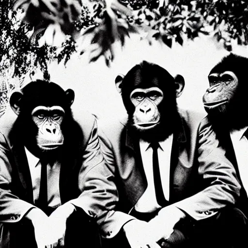 Image similar to the beatles as chimpanzees, photo, high detail