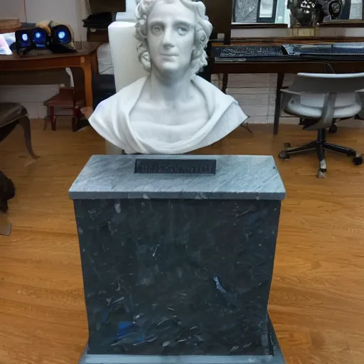 Prompt: of a marble statue of a personal computer