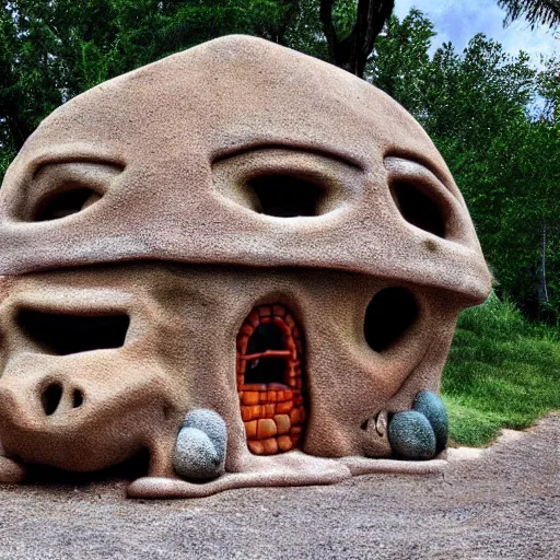 Image similar to the flintstone's house, photorealistic,