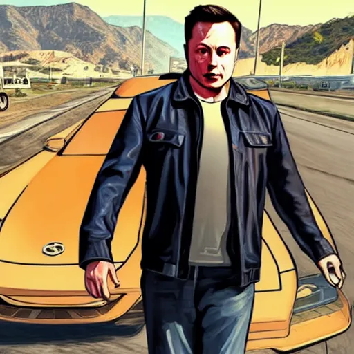 Image similar to Elon Musk GTA V art