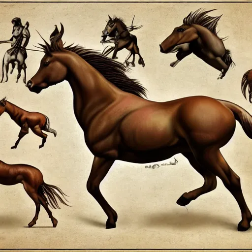 Image similar to centaur centaur centaur anatomy reference sheet, 8k, very detailed.