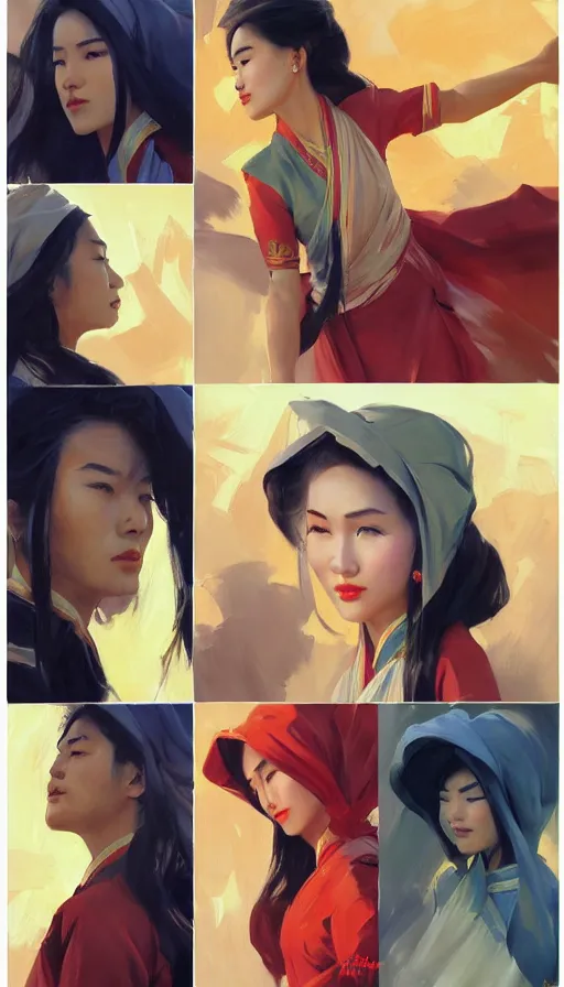 Image similar to greg manchess 6 panel comic of ao dai asian female, fighting asian male, asymmetrical, profile picture, organic painting, sunny day, matte painting, bold shapes, hard edges, street art, trending on artstation, by huang guangjian and ail elvgren and sachin teng