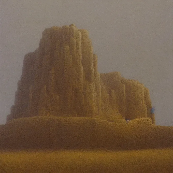 Image similar to a building in a landscape, by zdzislaw beksinski