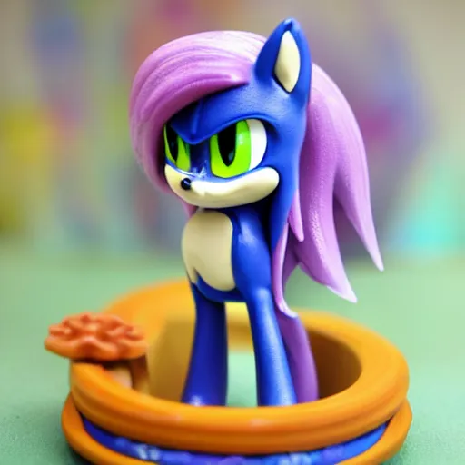 Prompt: My Little Pony figurine based on Sonic