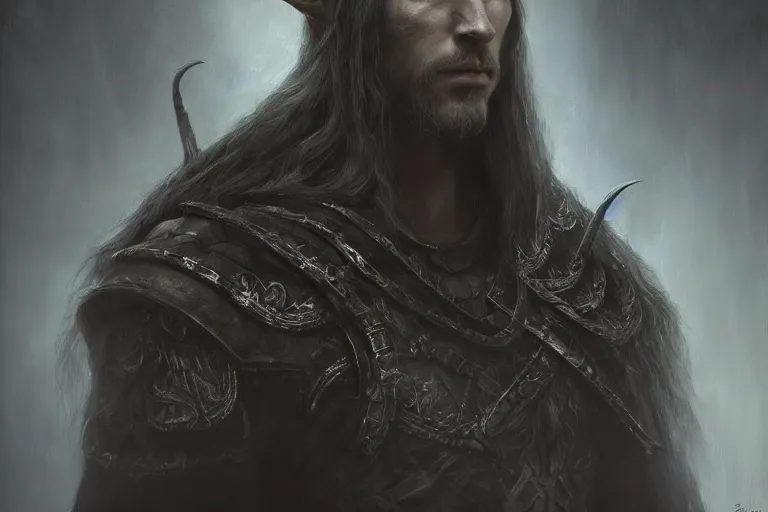 Prompt: A dark, brooding painting of an Elven King, hyperrealistic, high-quality, professional, dramatic lighting, extremely high detail, trending on artstation